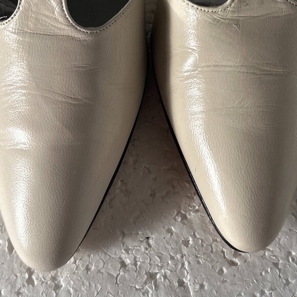 Liz Claiborne SZ7.5N Ivory Leather T-Strap Heels Formal Career Wedding Chic - Picture 6 of 9